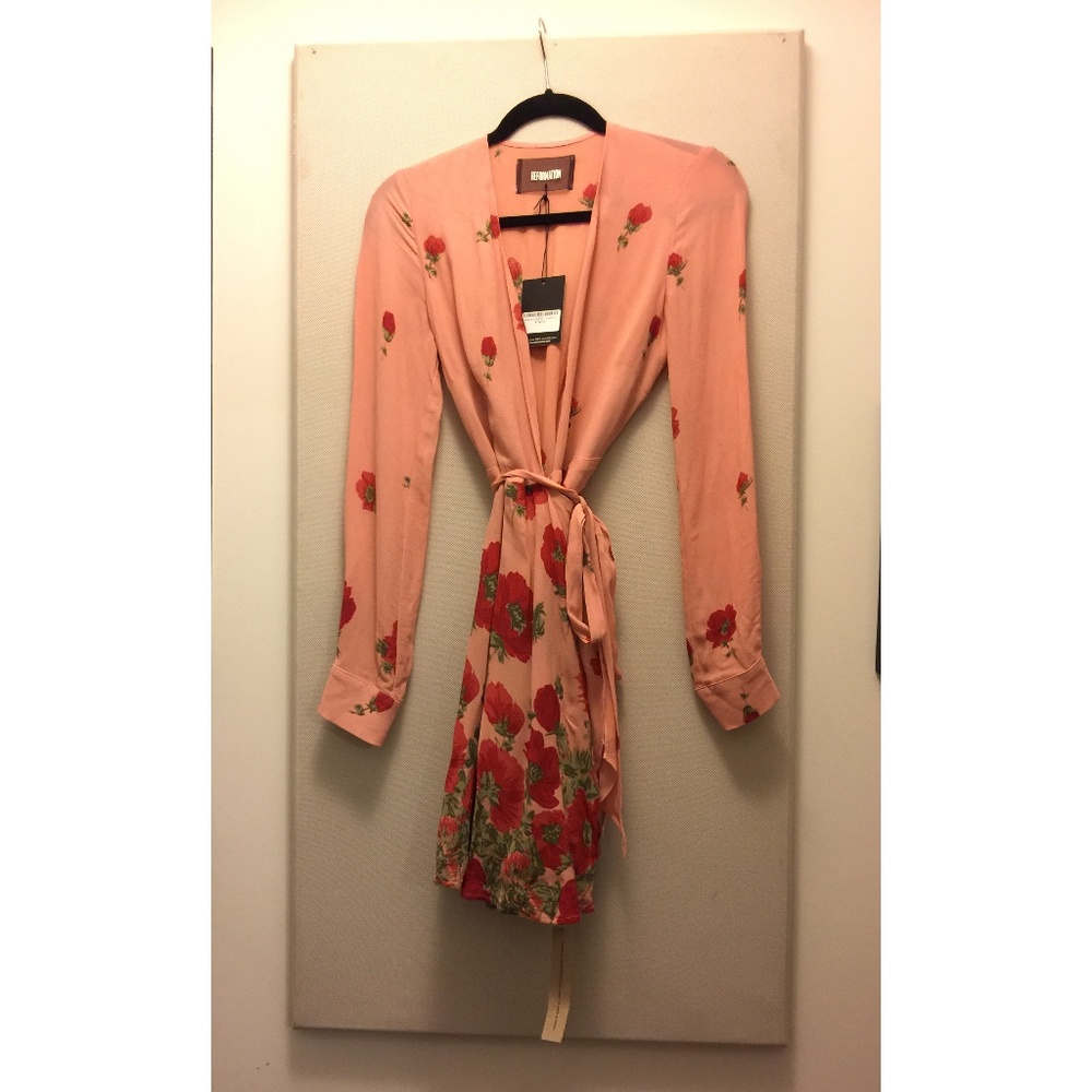 NWT Reformation Porter dress in Vivien - mini wrap - Picture 8 of 8
